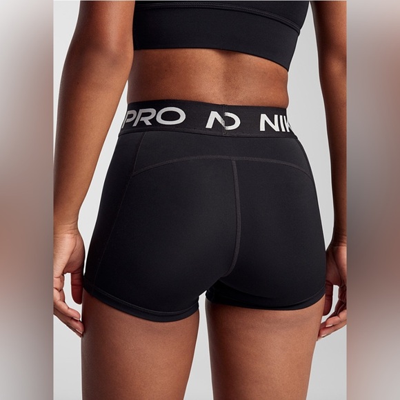 Nike Pro Shorts Women's Size Large Black White Wide Waistband Compression - Picture 4 of 10